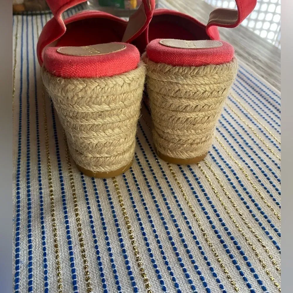 Cole Haan Espadrille  Womens  Sz 9.5 Cloudfeel  Wedge Sandals Coral Orange NEW
